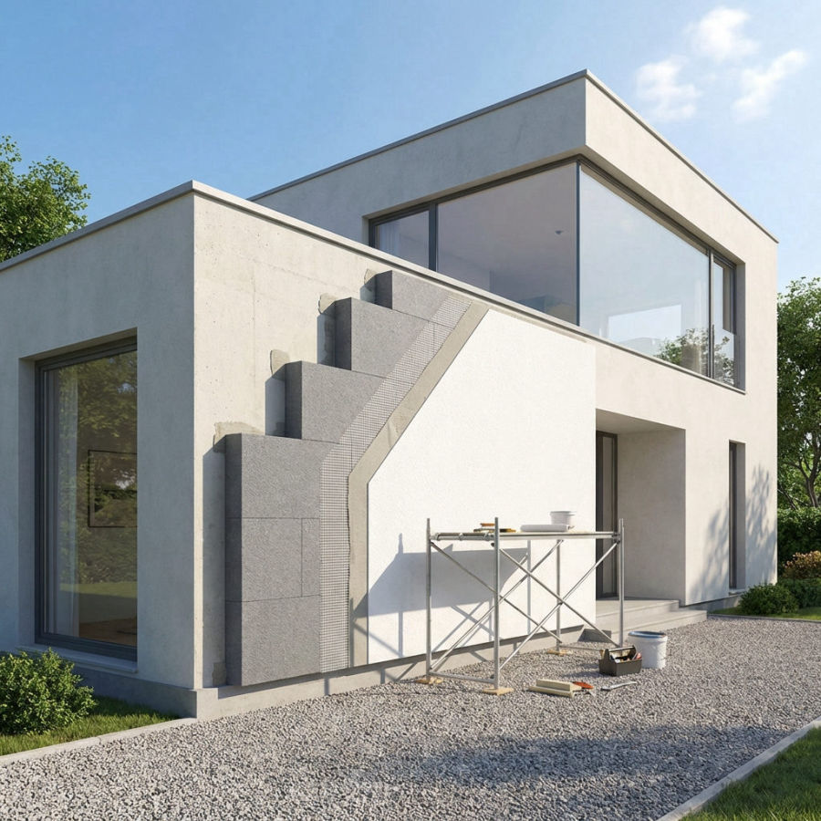 Façade rénovée avec enduit de finition à Toulouse